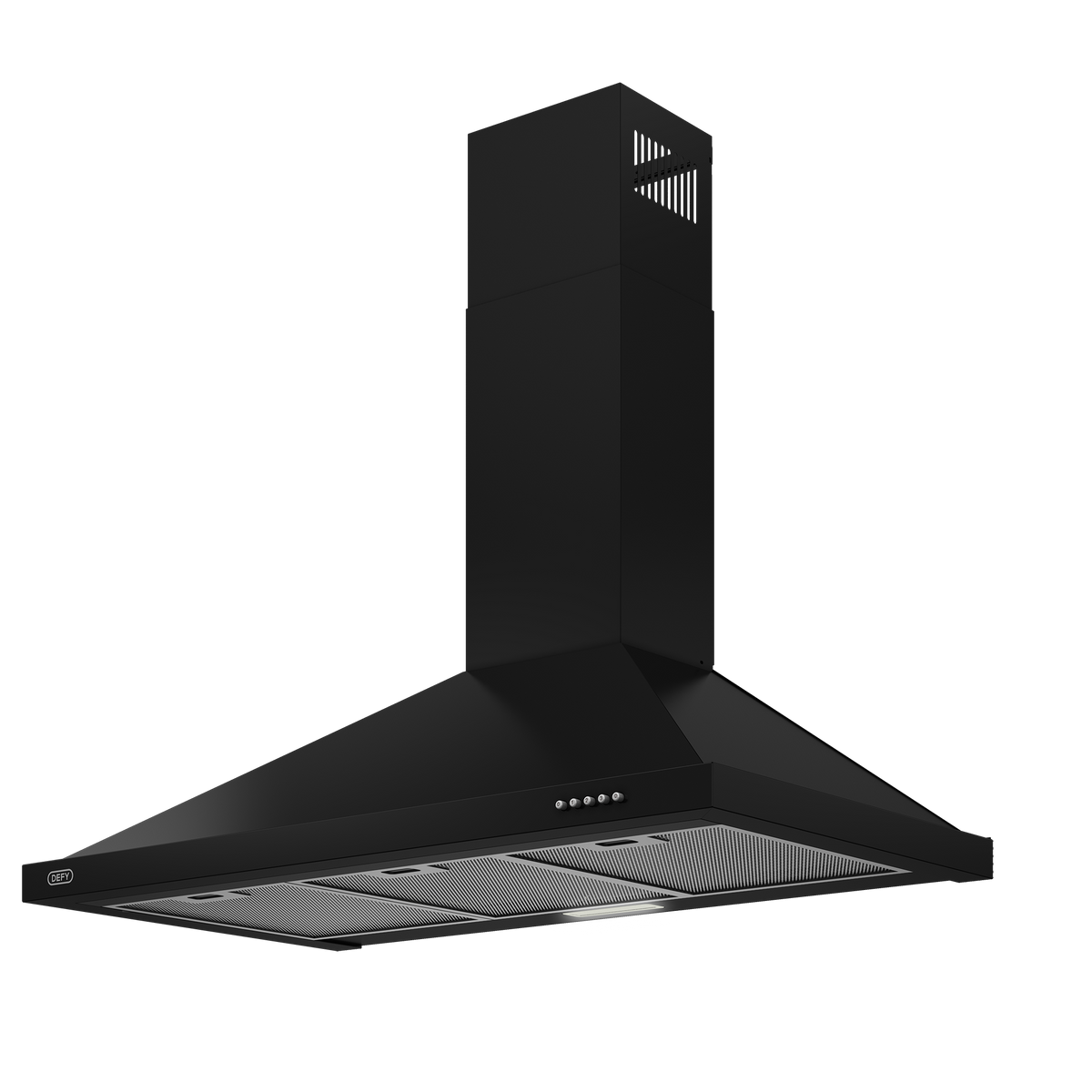 Defy 90cm Black Chimney Cookerhood  DCH90CB