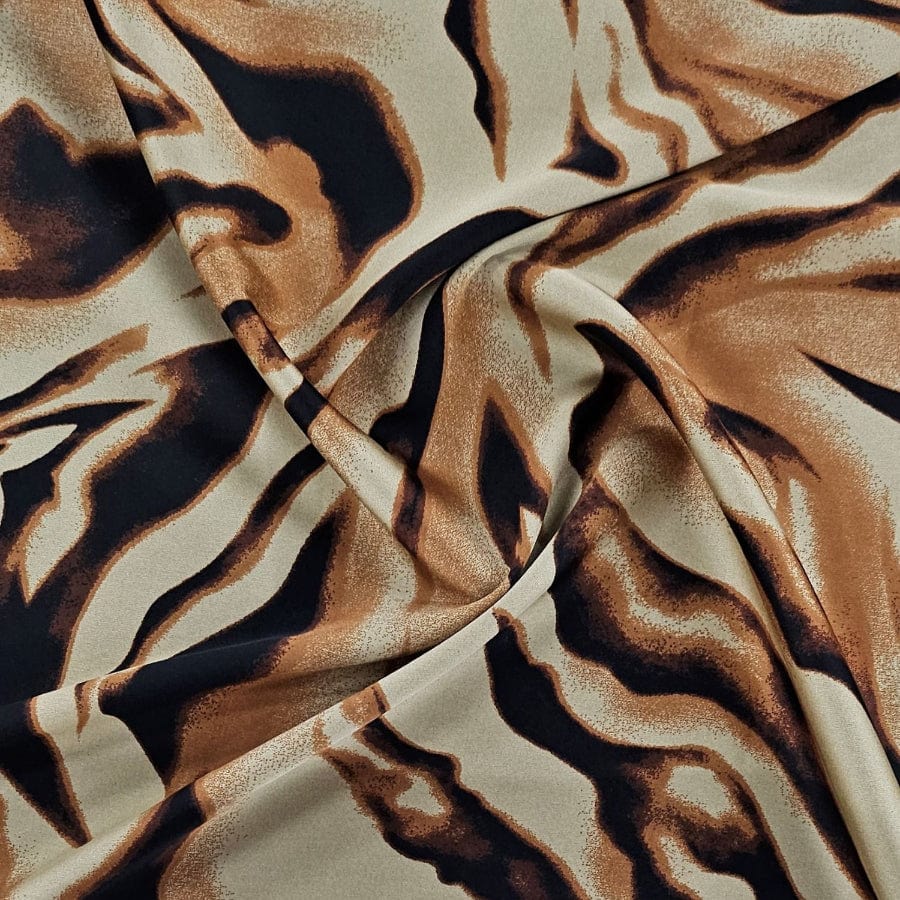 PRINTED SATIN Dress Fabrics Camel Dull Satin Spandex 150cm (7917145653337) (7917145718873)