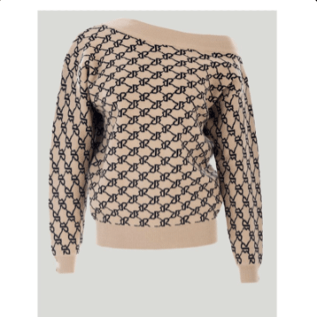 Sissy Boy Sweater Size Medium Sissyboy Off Shoulder Knitted Sweater Stone/Black (7236665344089)