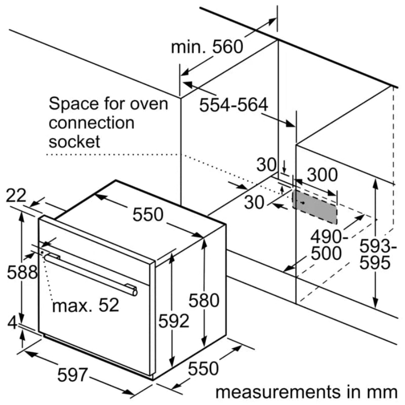 Series 4 Gas built-in oven 60 x 60 cm Stainless steel