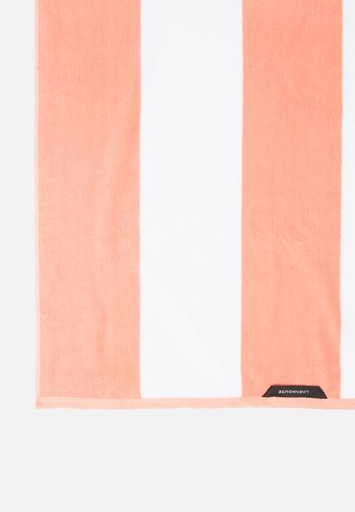 Linen House TOWEL Linen House  Beach Towel Peach Cabana 80X160 (4779589959769)