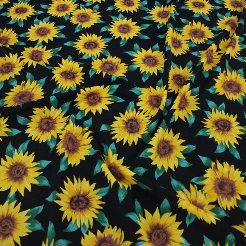 PRINTED LYCRA Dress Fabrics Printed Nylon Lycra Sunflower Fabric 150cm (7194978386009)
