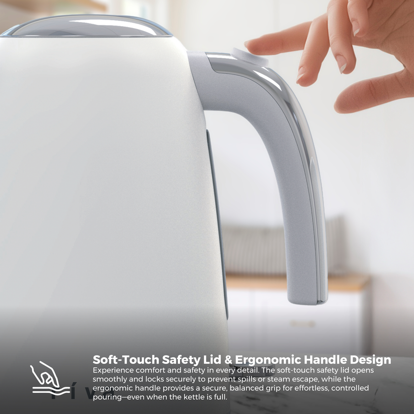 Riva Stainless Steel Kettle 1.7L Matt White RVWK001