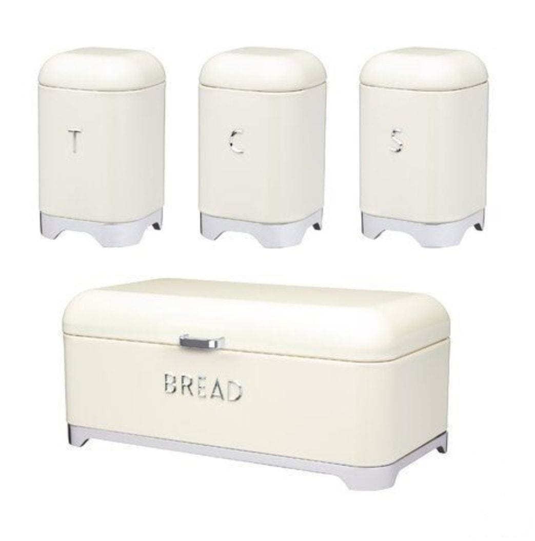 Continental Homeware Bread Bin Continental Homeware Deluxe Edition Bread Bin With 3 Piece Canister Set Cream CH937 (7915084316761)