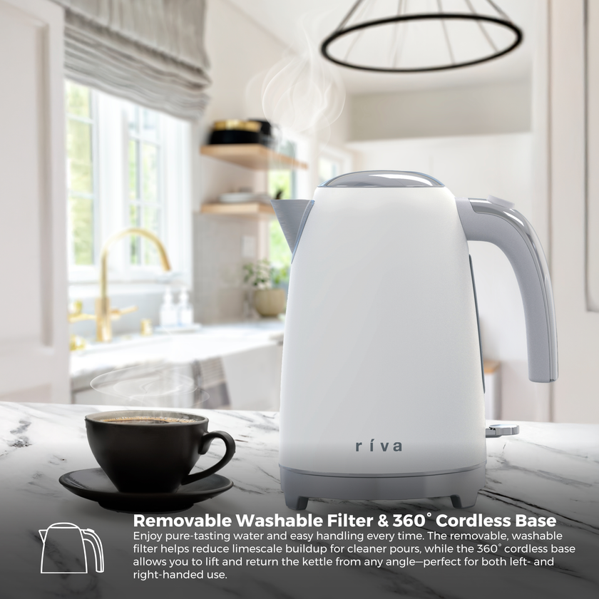 Riva Stainless Steel Kettle 1.7L Matt White RVWK001