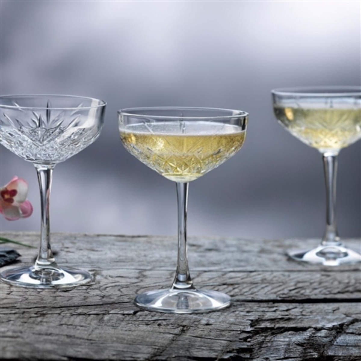 Pasabahce GLASS Pasabache Champagne Bowl Glasses Cut Glass Timeless Set OF 4 (7284983398489)