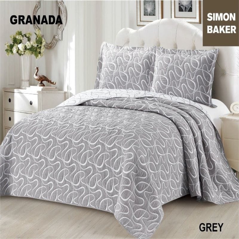 SIMON BAKER BEDSPREAD Simon Baker Granada Jacquard Bedspread Grey (6595047784537)