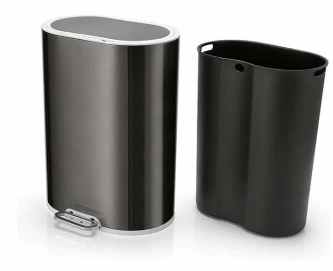 Continental Homeware DUST BIN Continental Homeware Oval Shape Pedal Bin Matte Silver 12L CH793 (7304616116313)