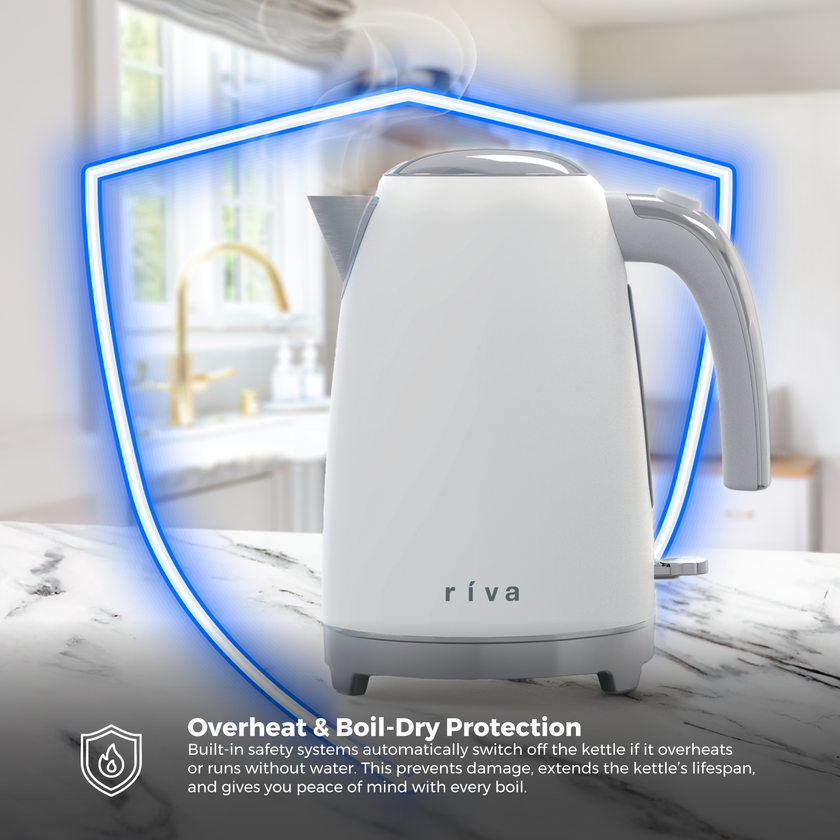 Riva Stainless Steel Kettle 1.7L Matt White RVWK001