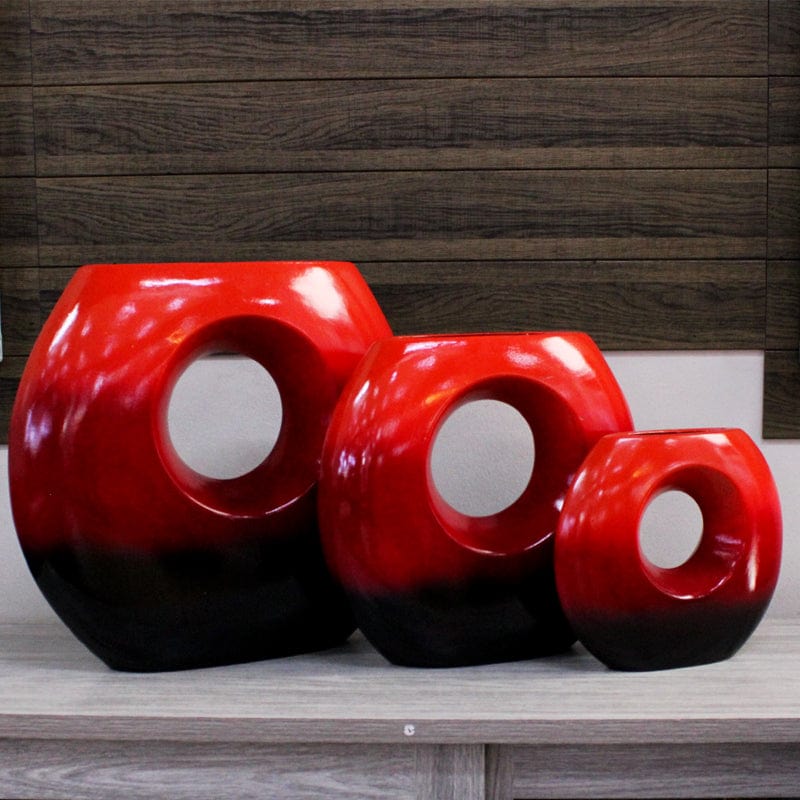 vases Decor 3 Piece Red Ombre Vase (6602222895193)