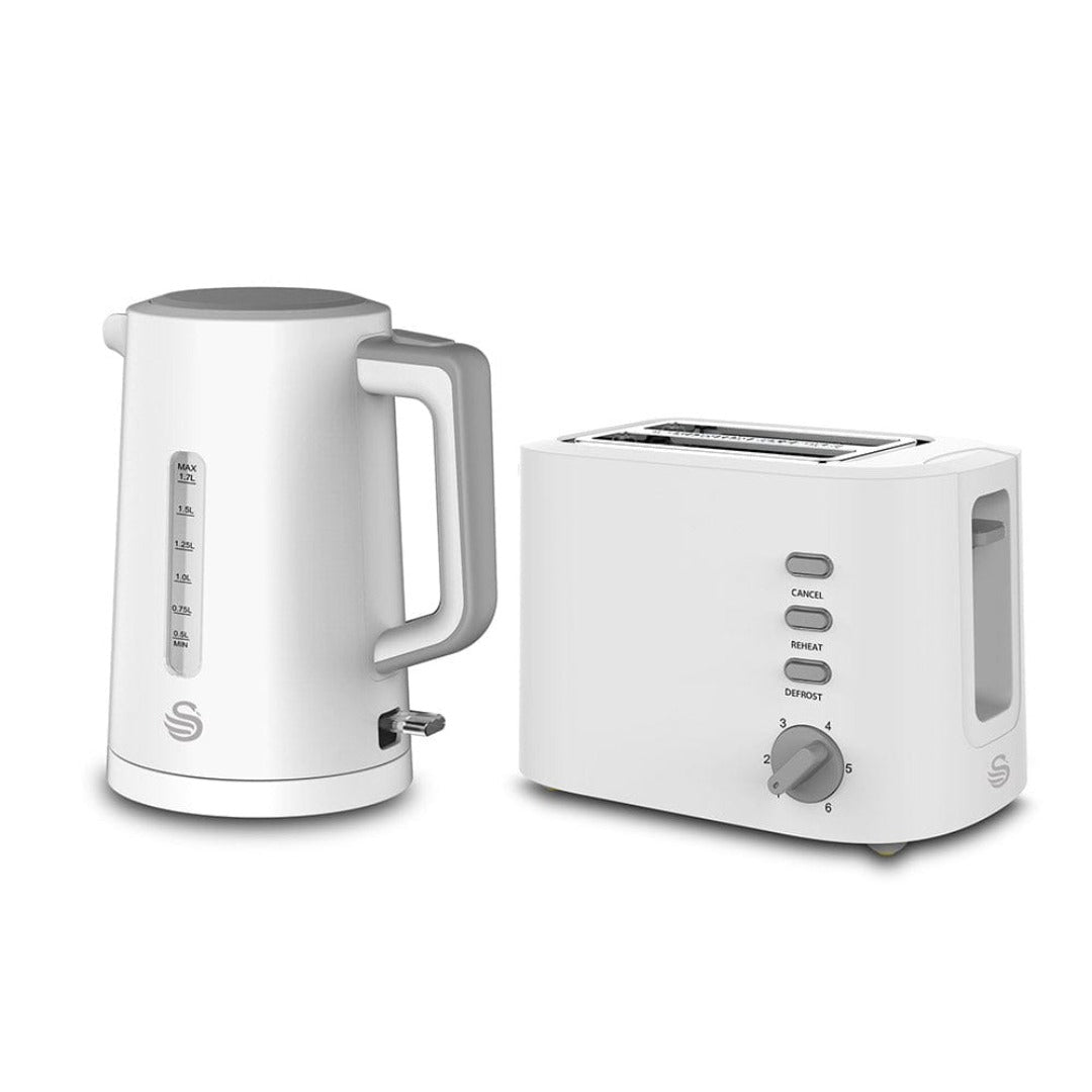 Swan TOASTER & KETTLE Swan White Cordless Kettle and 2 Slice Toaster Breakfast Pack SPP9W (7229356834905)