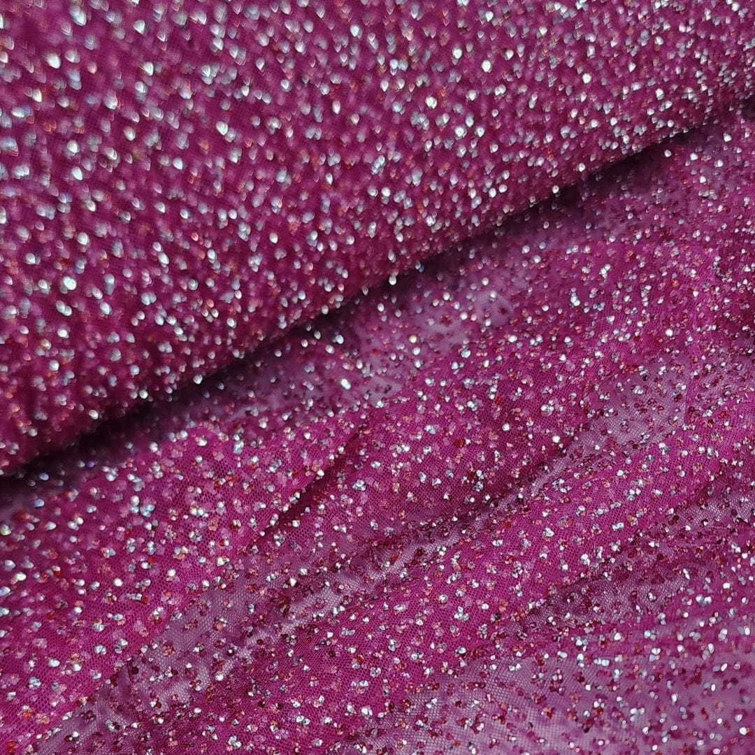 BEADED LACE Dress Fabrics Kendall Lace Fabric Cerise 140cm (7397289623641)