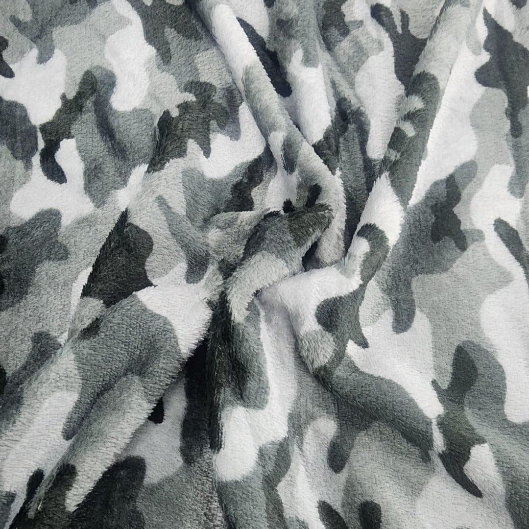 Fleece Blankets Grey Printed Mongolian Fleece Fabric Camouflage 150cm (7564607750233)