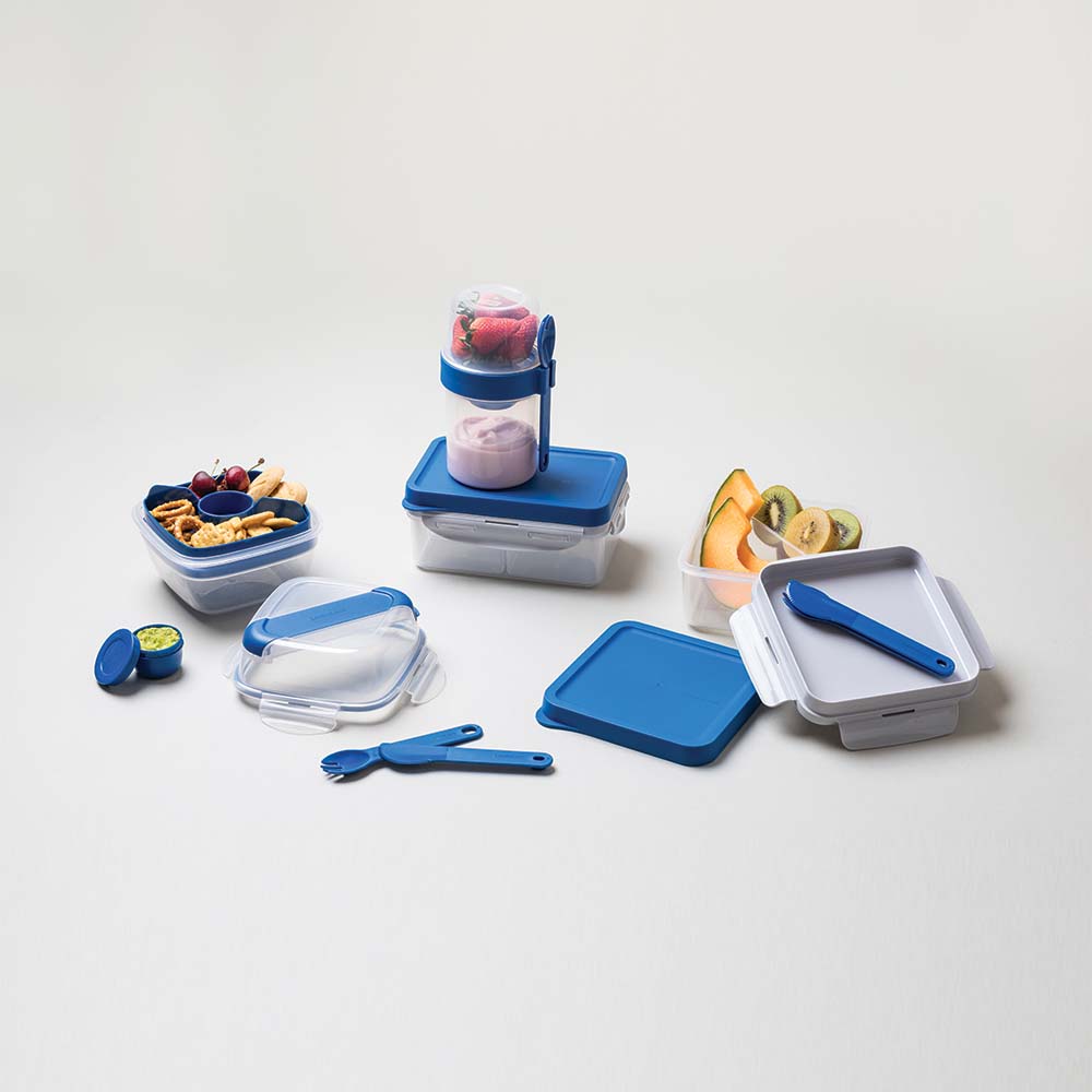 Locknlock Storage Canister LocknLock To Go 2 in 1 Cereal 560ml+310ml Blue LLS222LB