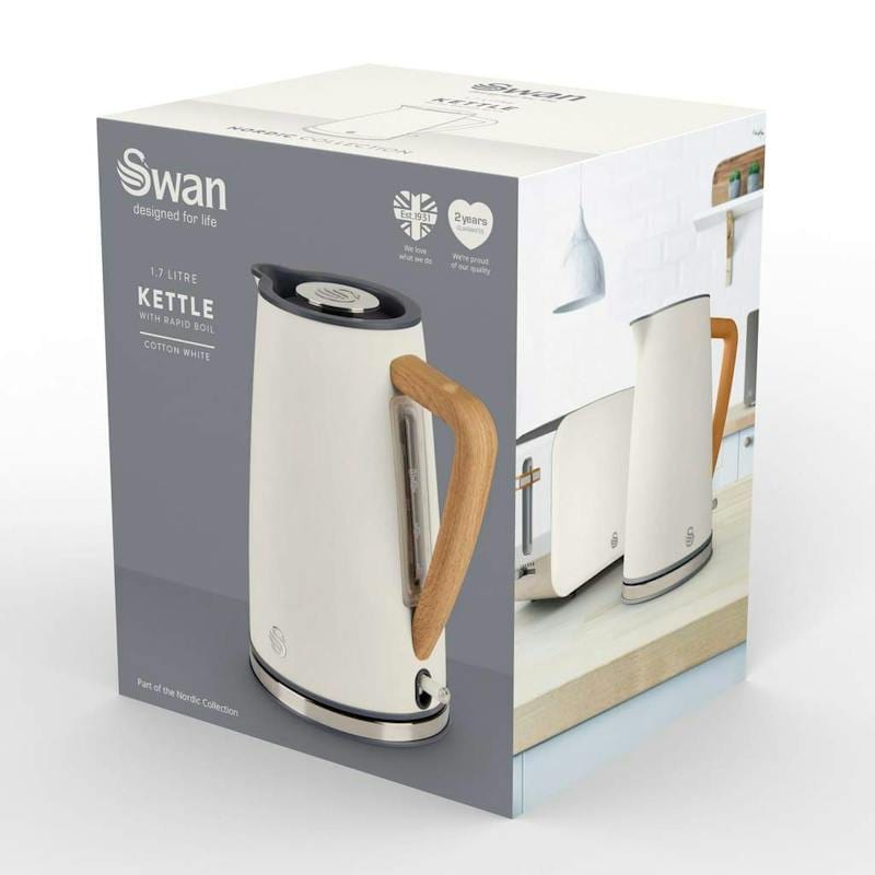 Swan KETTLE Swan Nordic White 1,7 Litre Cordless Kettle SNK9W (7480232673369)