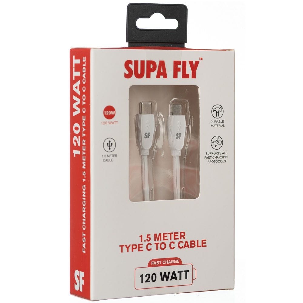 Samsung car charger Supa Fly 1.5m 120W Usb Type C Cable – White (7674288734297)