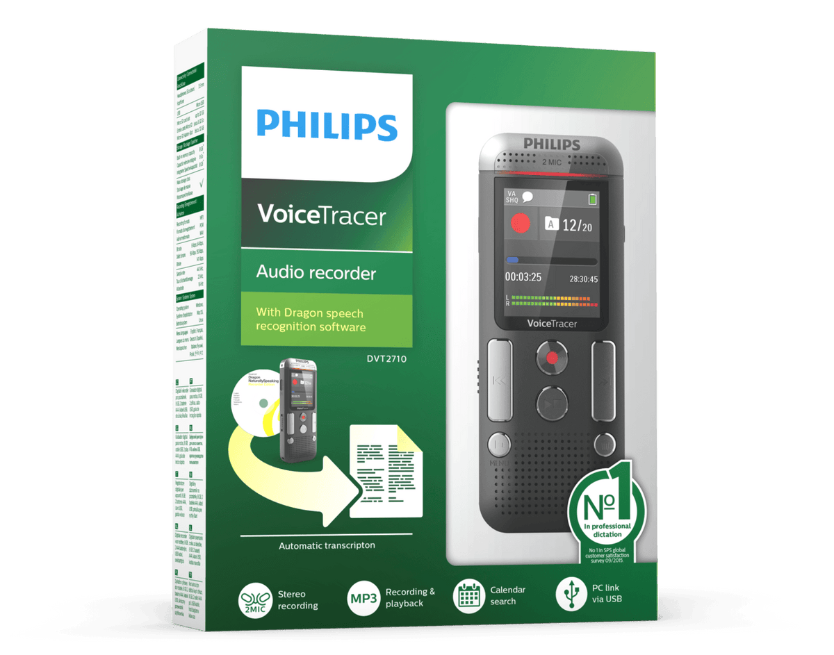 Philips Philips Digital Voice Recorder DVT2710 with Dragon Software (2131688718425)
