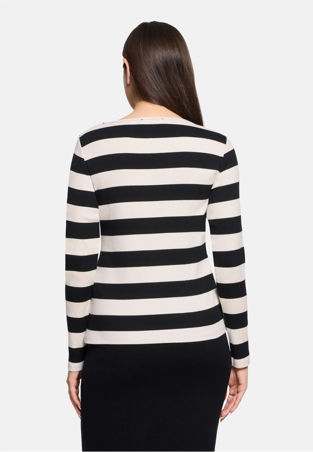 Betty Barclay Ladies Striped long sleeve top-Black/Cream 2403/8164