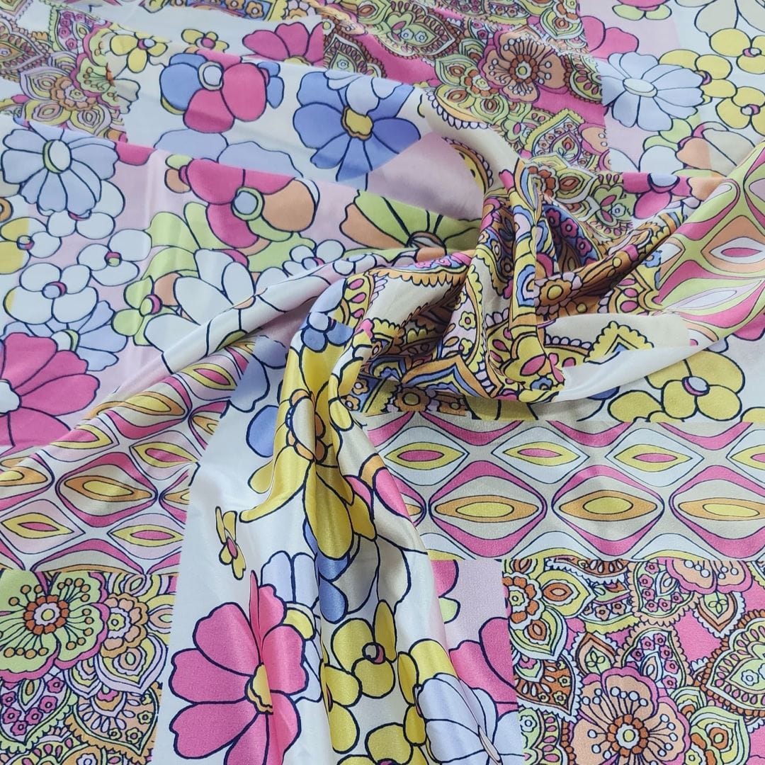 SATIN Dress Fabrics Printed Floral Satin Fabric 150cm (7427900637273)