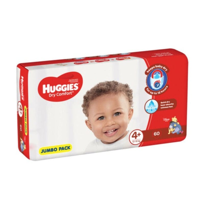 Huggies huggies Huggies Dry Comfort Size 4+ Jumbo Pack 60's (7001769607257)