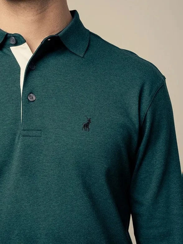 Polo Golf T Shirt Polo Mens Double Yarn Long Sleeve Golfer Fatique