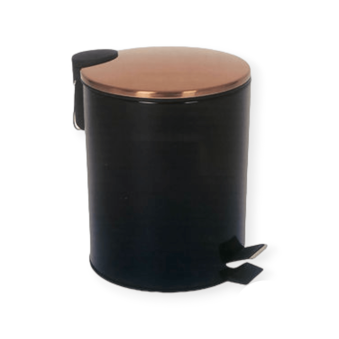 Continental Homeware DUST BIN Continental Homeware Black Pedal Bin with Dome Rosegold Lid 3Ltr CH751 (7304558870617)