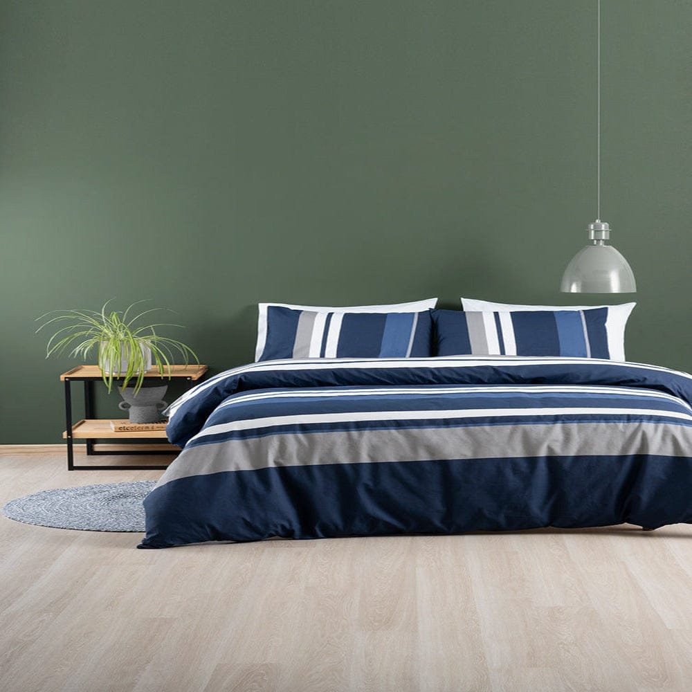 Linen House Duvet Cover Three Quarter Linen House Navy Jon Duvet Cover Set (7231431835737)
