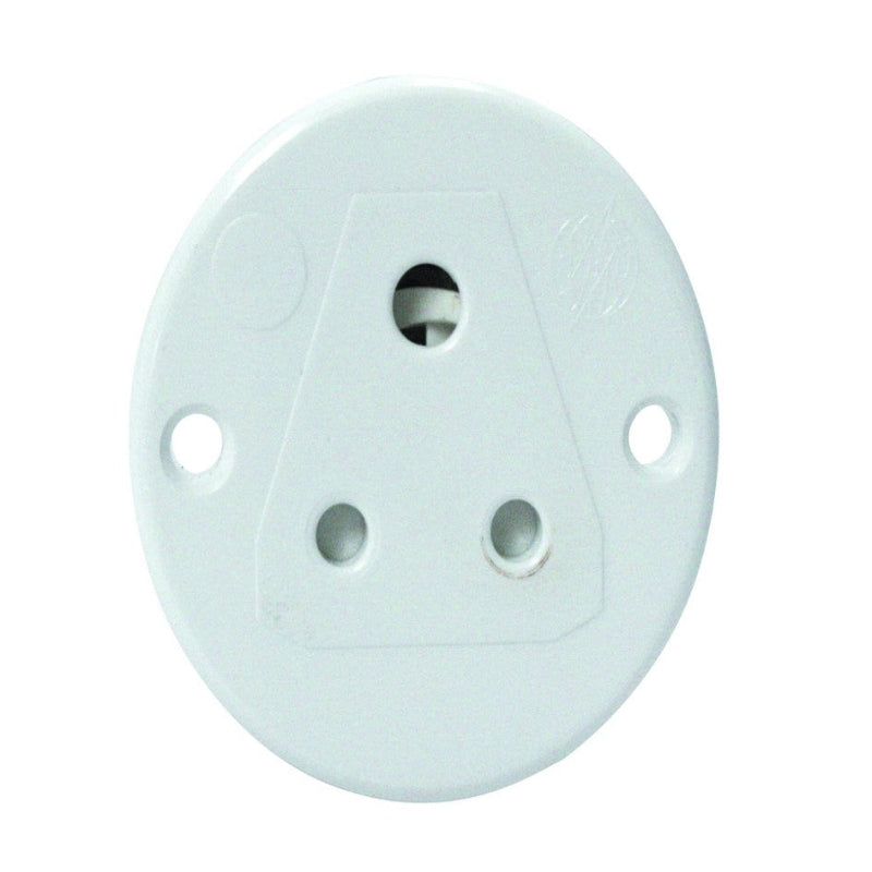 Round flush socket A 6A 3-pin