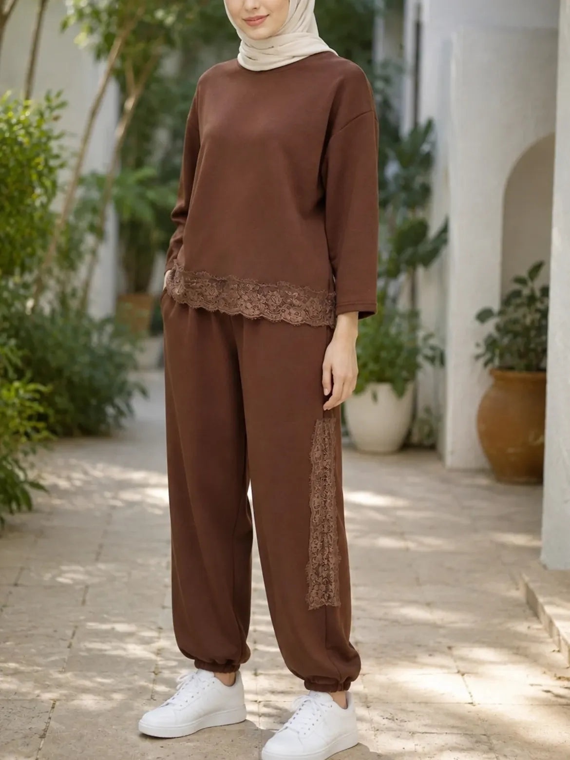 Cocoloco Tara Lace Lounge Tracksuit-Choc SU00110-M2018.