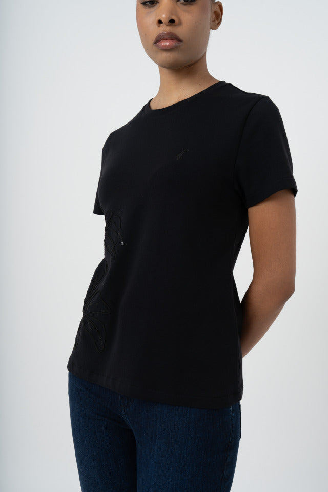Polo Women Bella Short Sleeve Embroidered T Shirt Black