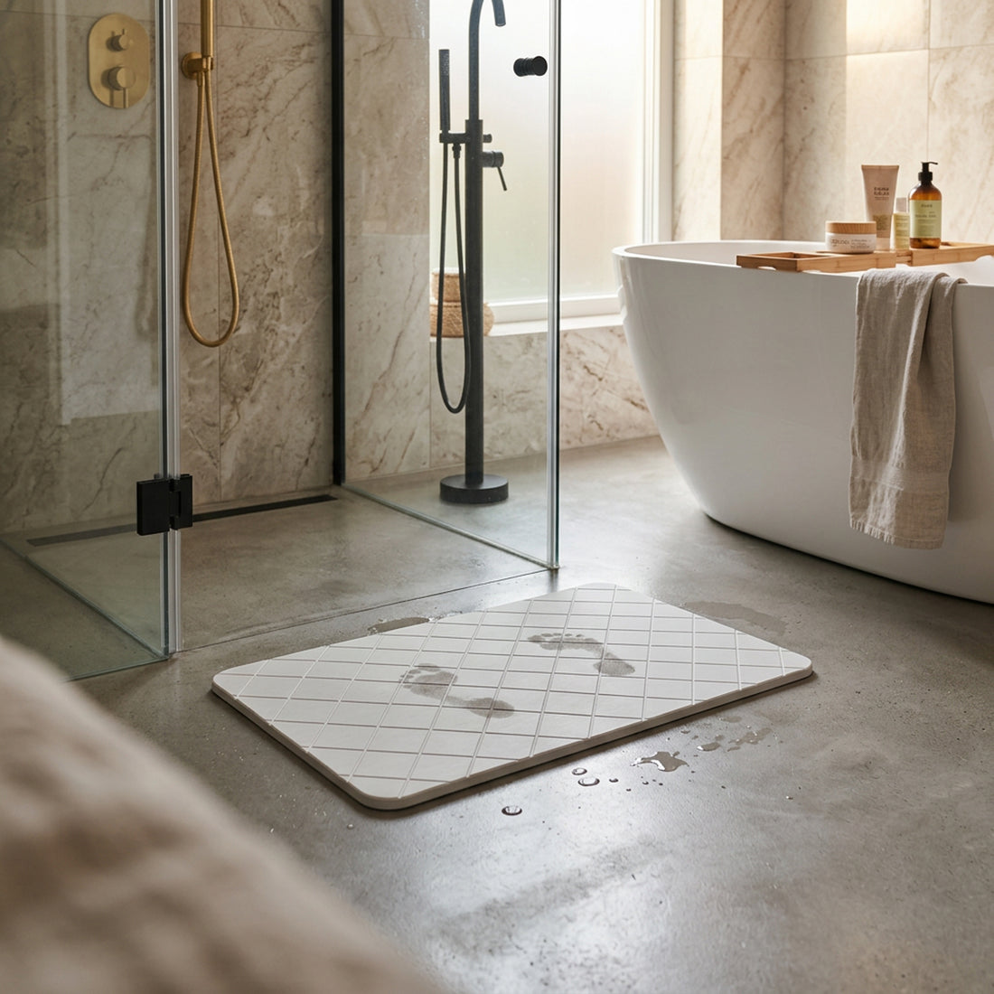 Axentia Badematte Stone Bath Mat White 60 x 40cm