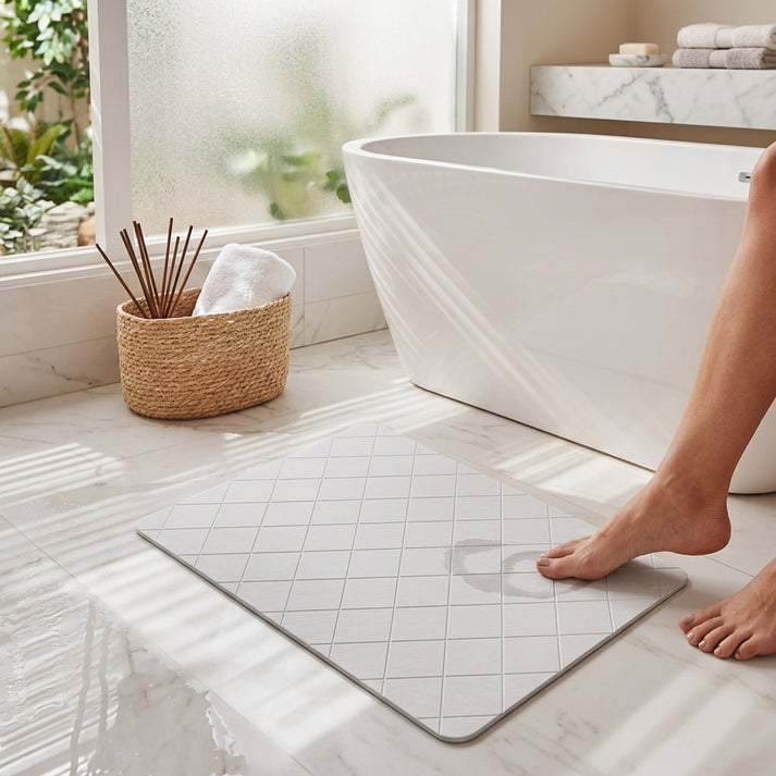 Axentia Badematte Stone Bath Mat White 60 x 40cm