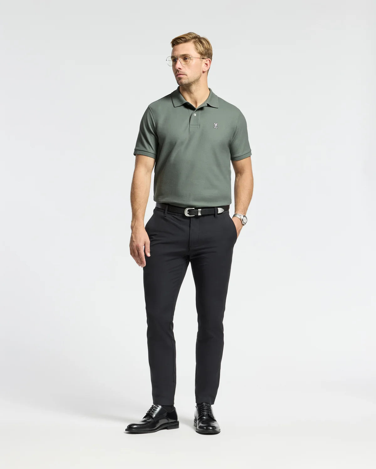 Psycho Bunny Mens Classic Pique Polo shirt -Mulled Basil B6K001F200