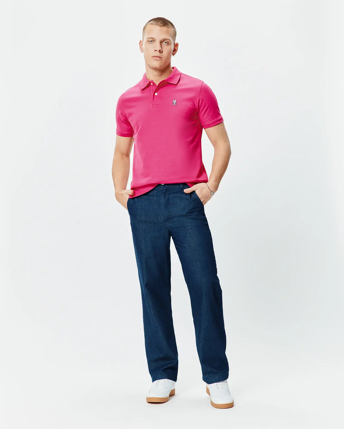 Psycho Bunny Mens  Classic Pique Polo-Pink Yarrow B6K001F200