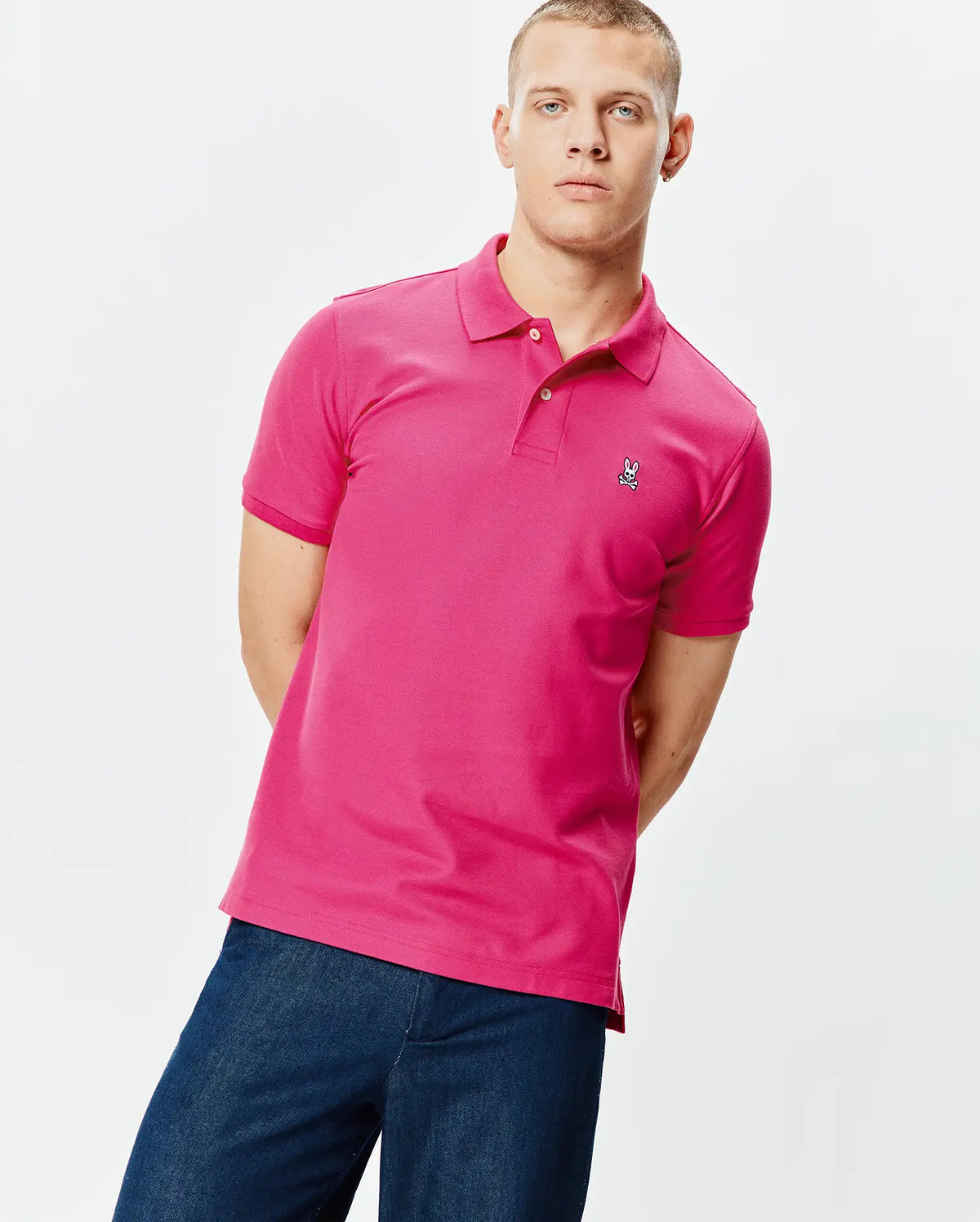 Psycho Bunny Mens  Classic Pique Polo-Pink Yarrow B6K001F200