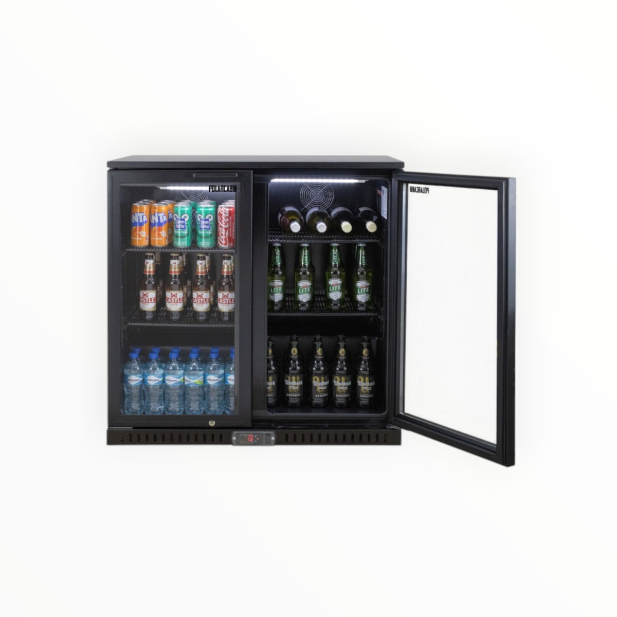 PolarCab Bar Fridge 2 Hinged Door Black BBP8002