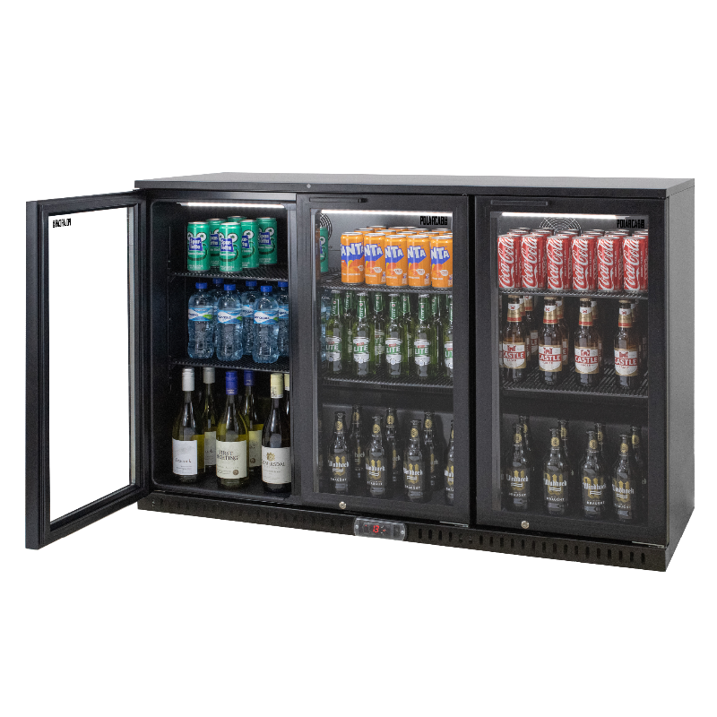 PolarCab Bar fridge 3 Hinged Door Black BBP8003