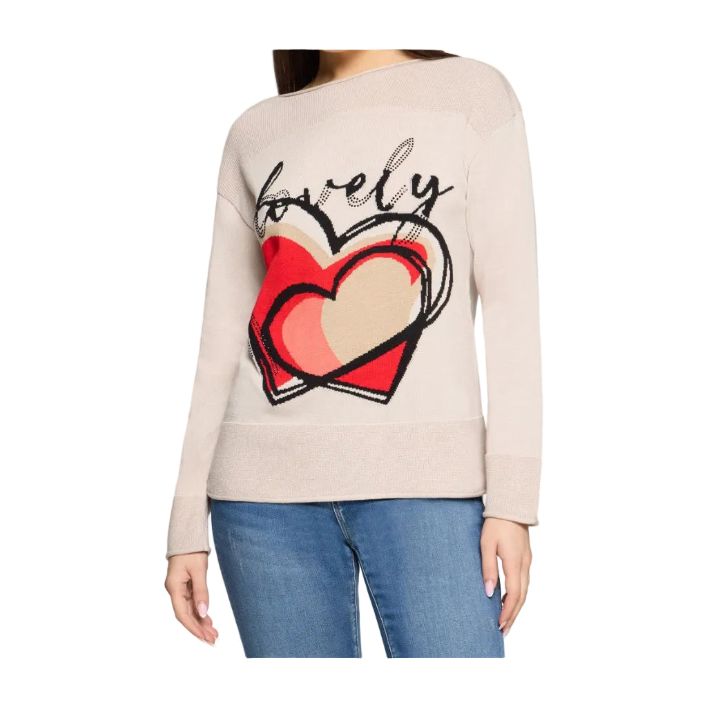 Betty Barclay Ladies Knitted Sweater-Patch Cream/Red 5256/8225