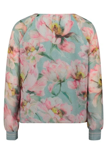 Betty Barclay Ladies Floral Blouse Loose Fit-Mint/Rose 8028/1844