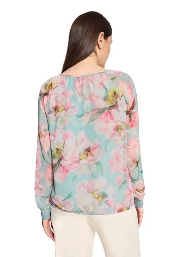 Betty Barclay Ladies Floral Blouse Loose Fit-Mint/Rose 8028/1844