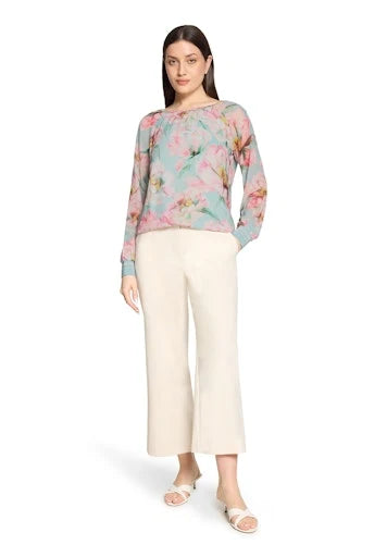 Betty Barclay Ladies Floral Blouse Loose Fit-Mint/Rose 8028/1844