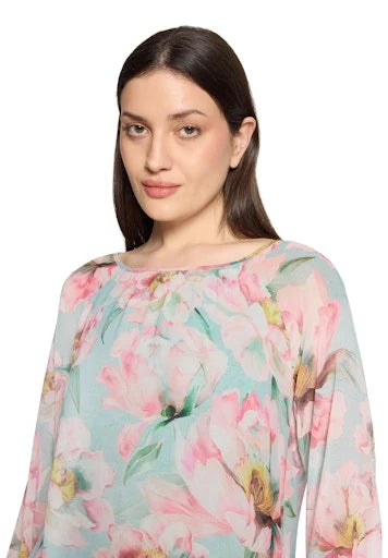 Betty Barclay Ladies Floral Blouse Loose Fit-Mint/Rose 8028/1844