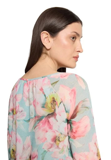 Betty Barclay Ladies Floral Blouse Loose Fit-Mint/Rose 8028/1844