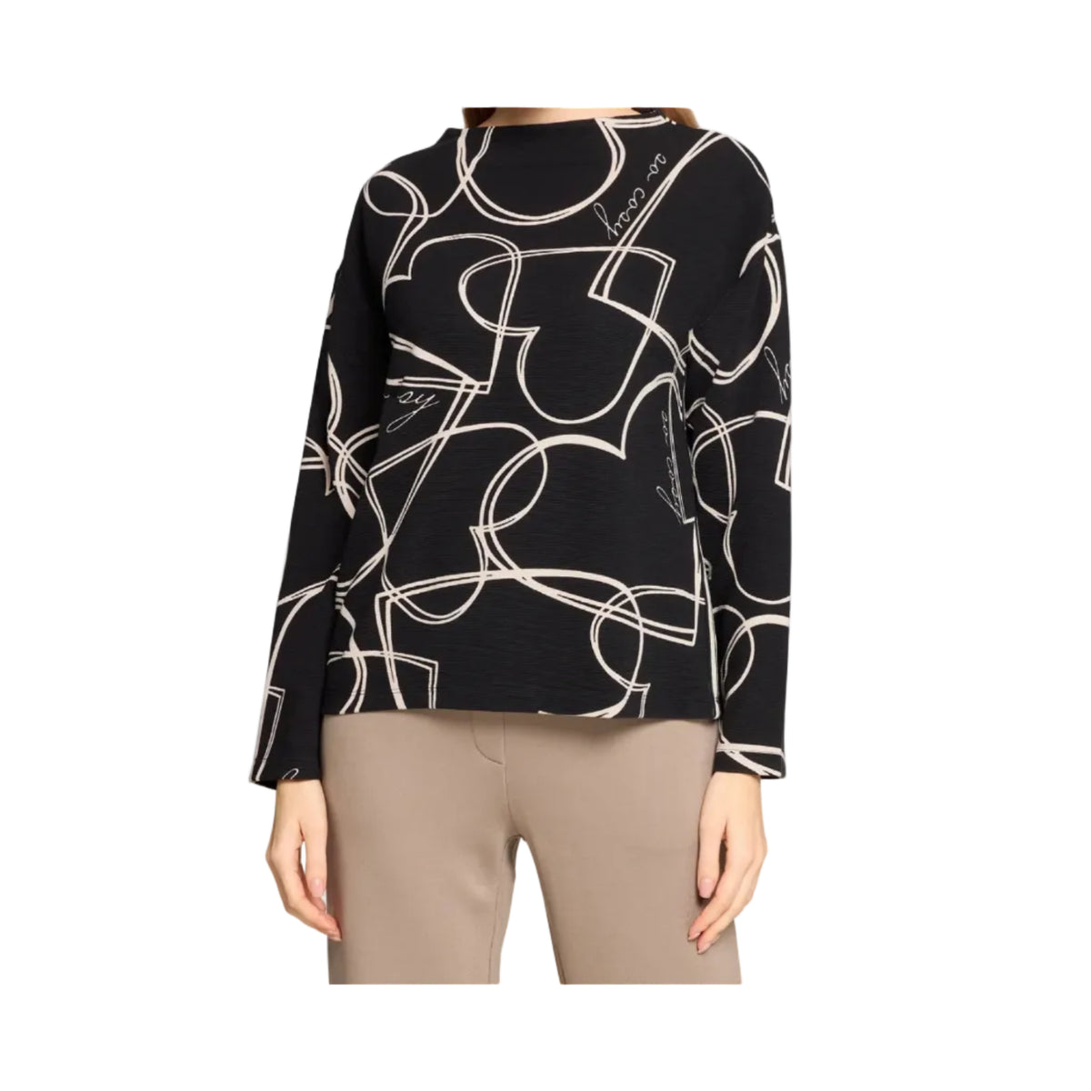 Betty Barclay Sweatshirt top-Black/Cream 2407/8165.