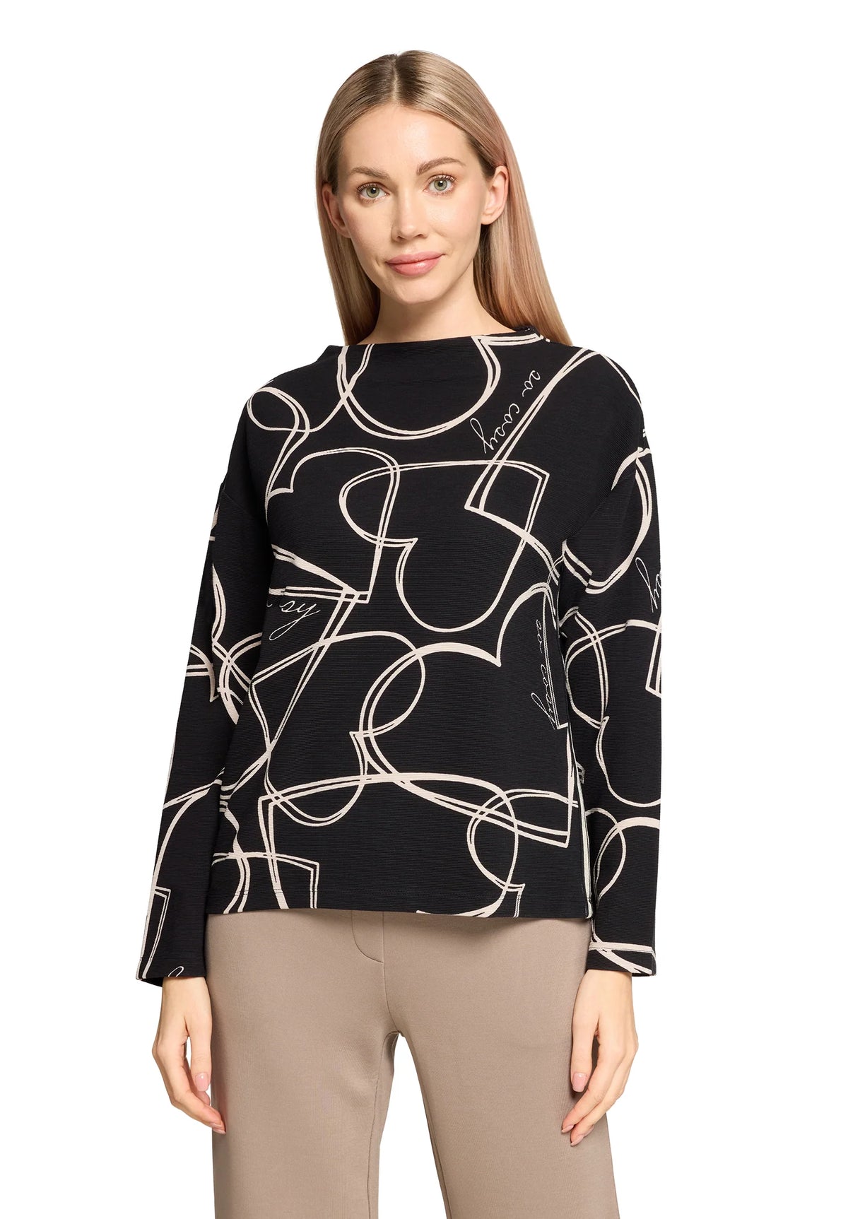 Betty Barclay Sweatshirt top-Black/Cream 2407/8165.