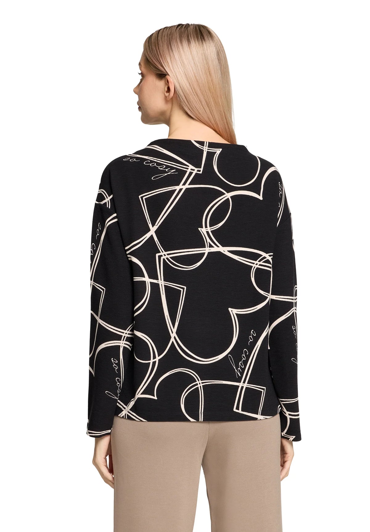 Betty Barclay Sweatshirt top-Black/Cream 2407/8165.