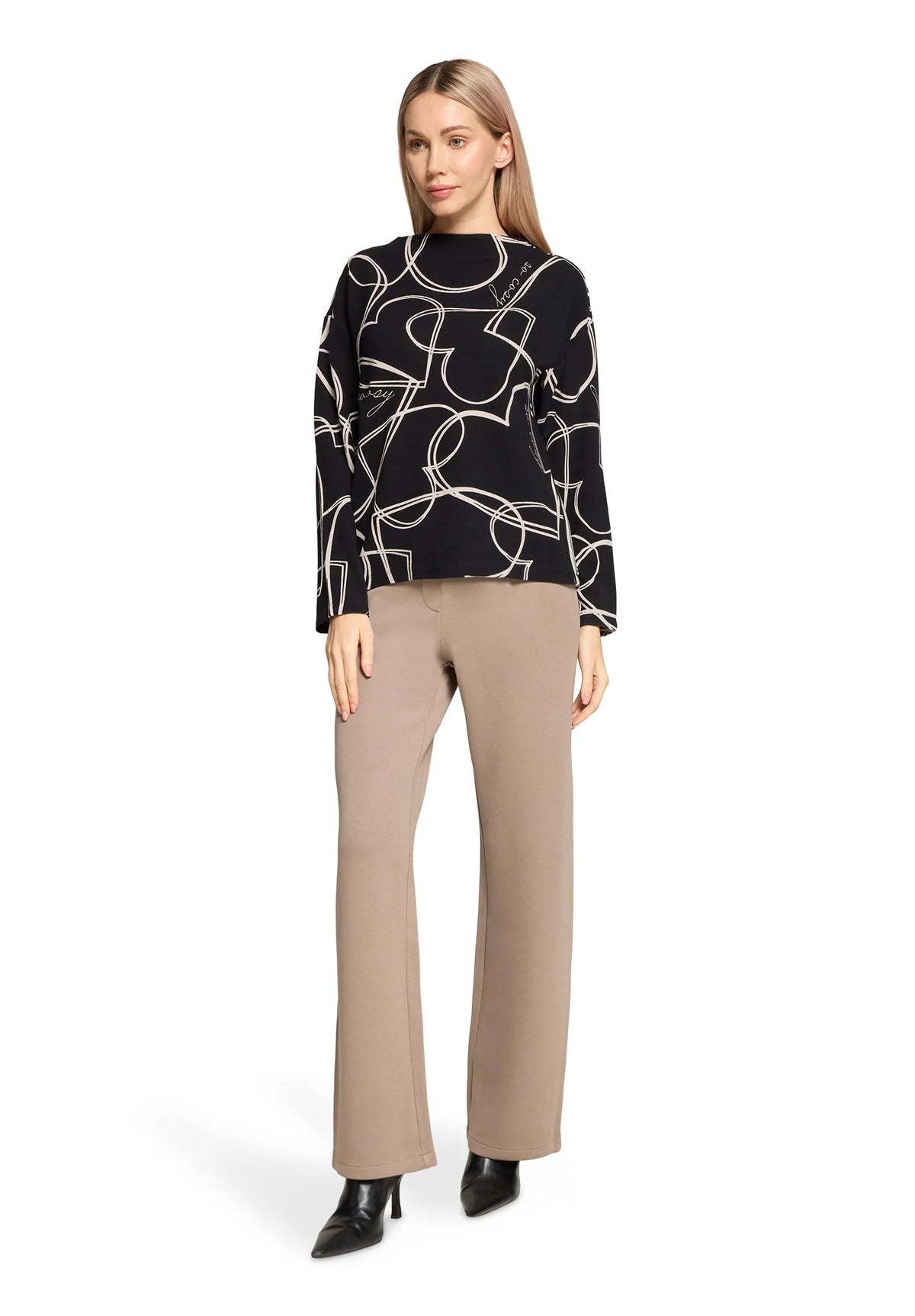 Betty Barclay Sweatshirt top-Black/Cream 2407/8165.