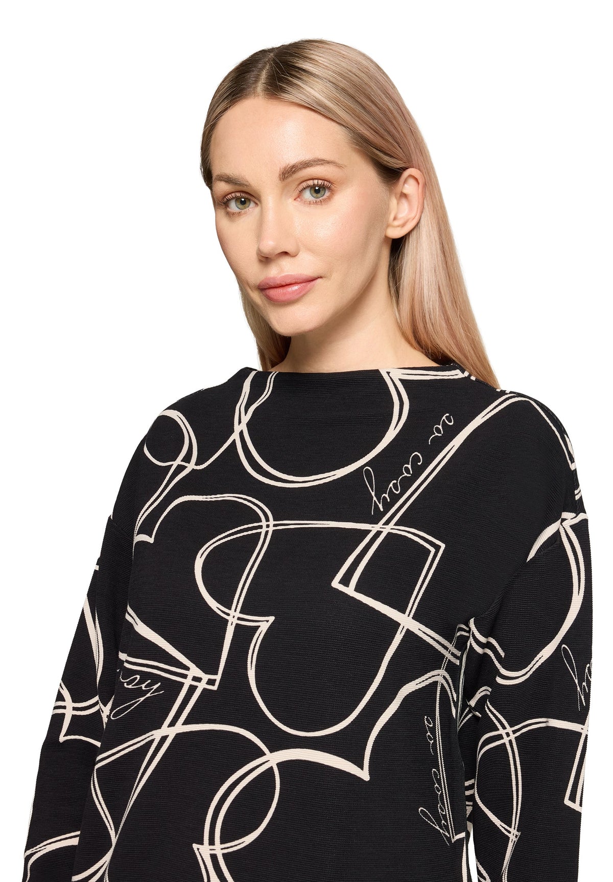 Betty Barclay Sweatshirt top-Black/Cream 2407/8165.