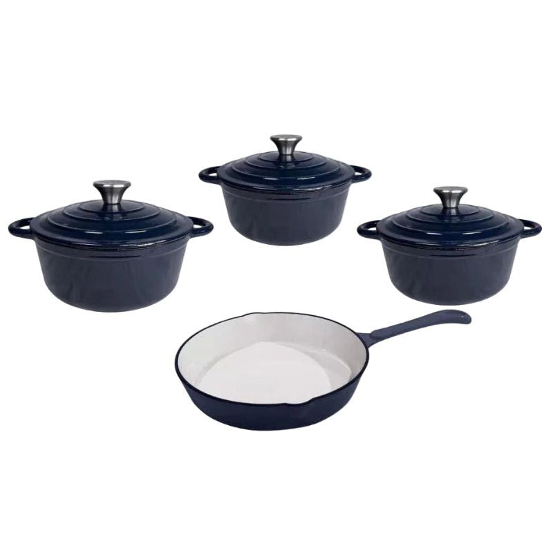 CH Cast Iron Pot Set Midnight Blue 7 Piece CH1331