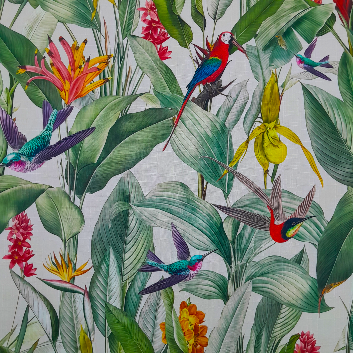 Fabric Printed Upholstery Floral Birds Carlington 140 cm.